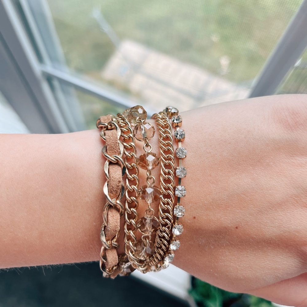 Gold & Crystal Chain Bracelet